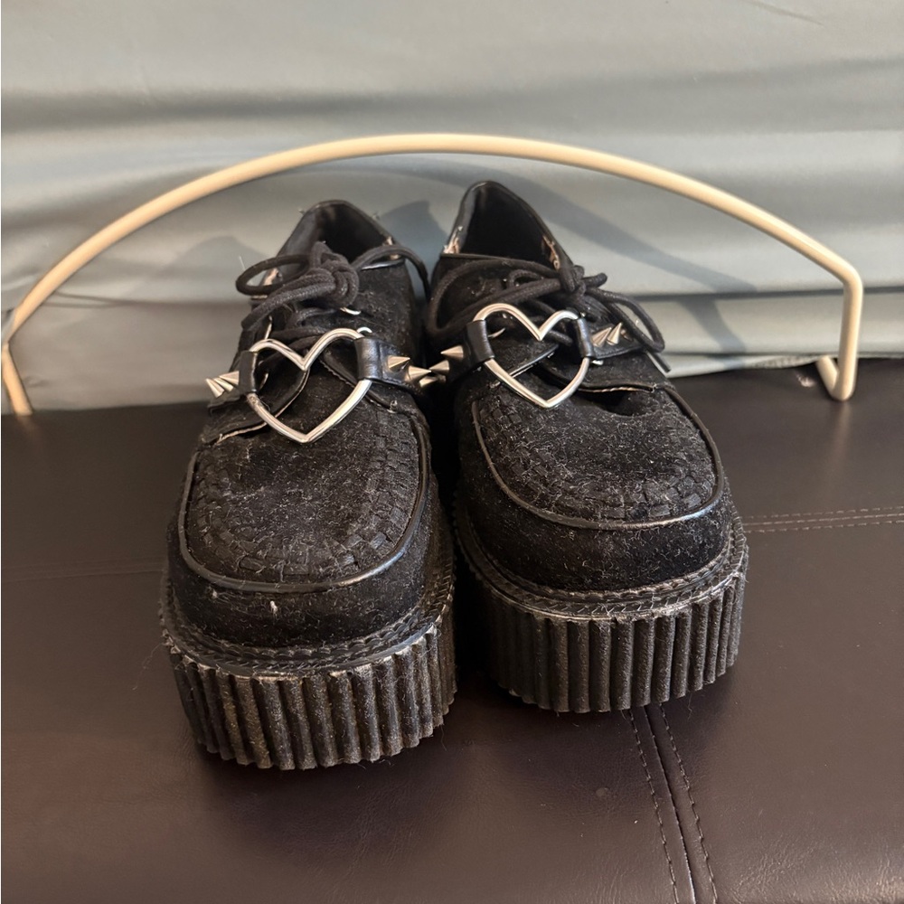 Black Demonia Platform Creepers with Heart Detail